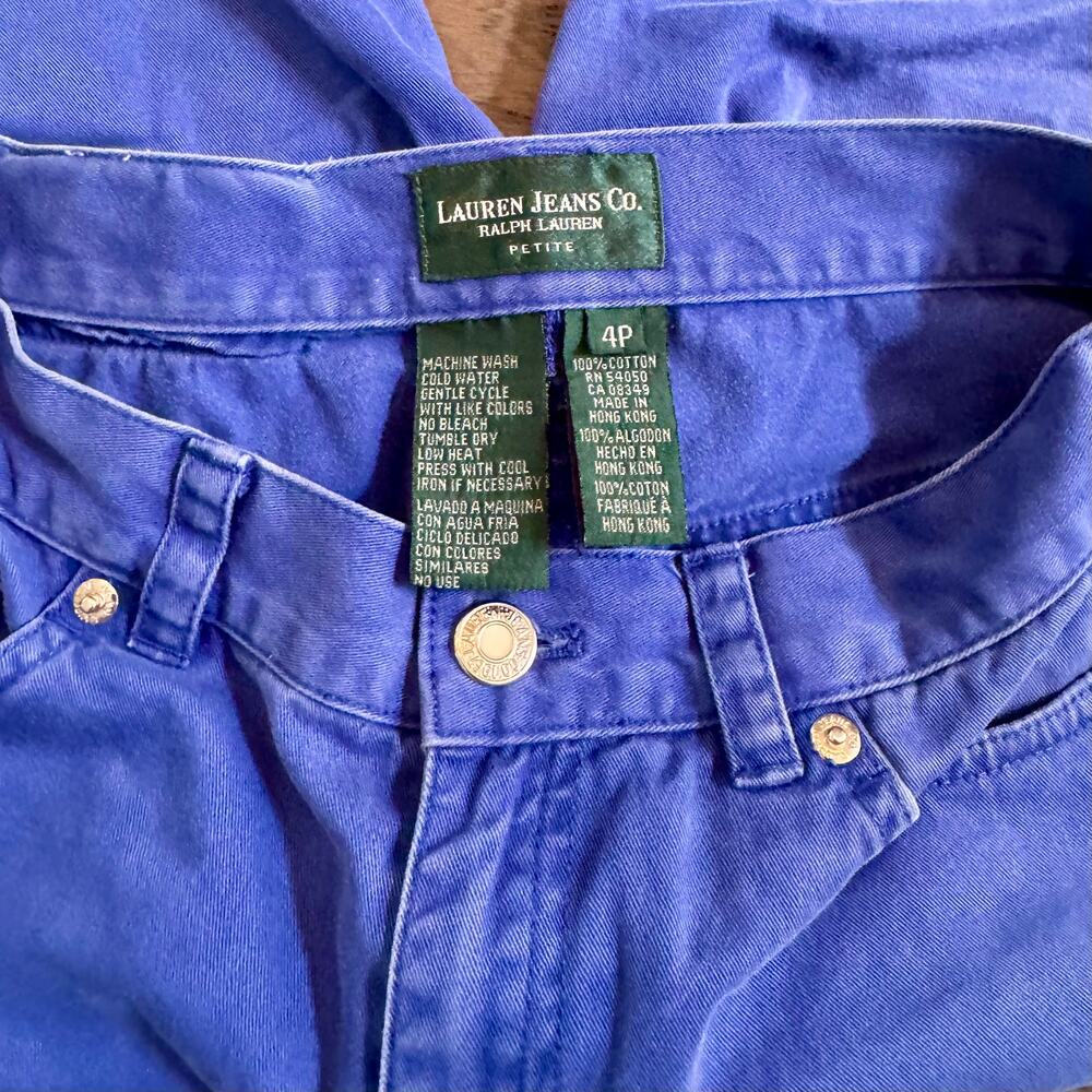 Lauren Jeans Co Ralph Lauren Blue Capri Pants Womens 4P Petite Cotton - Picture 2 of 6
